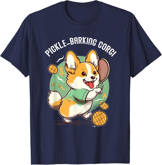 Funny Corgi Dog Pickleball Pun for Pickle ball Player T-Shirt - T-Shirt | Navy