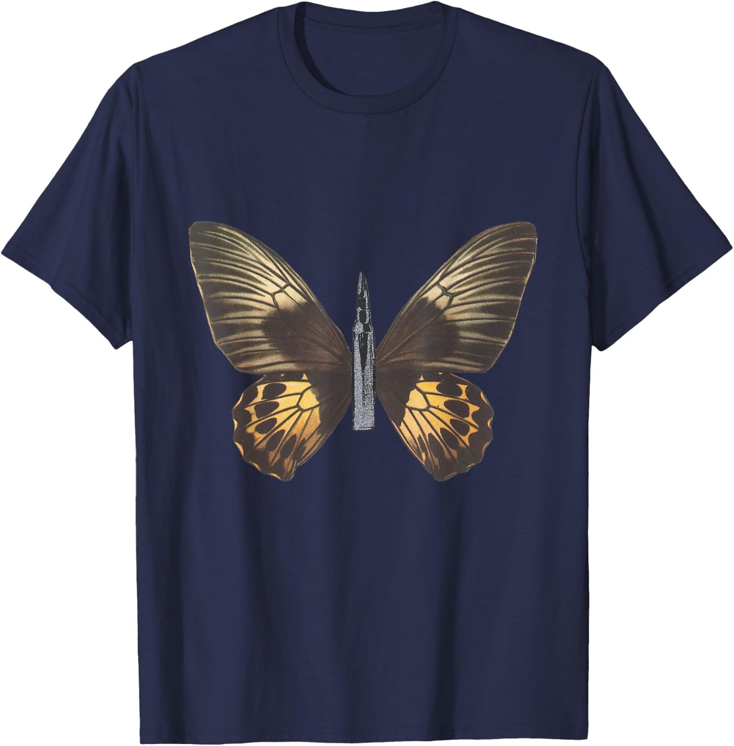 Bullet With Butterfly Wings T-Shirt - T-Shirt | Navy