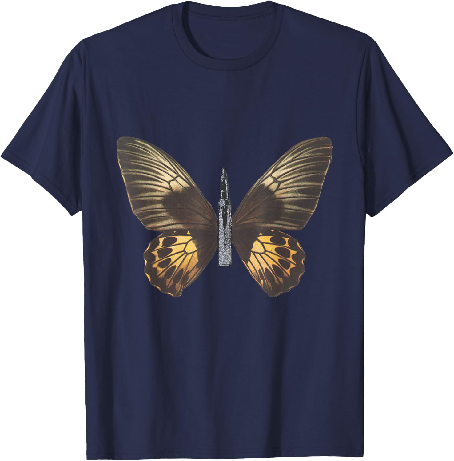 Bullet With Butterfly Wings T-Shirt - T-Shirt | Navy