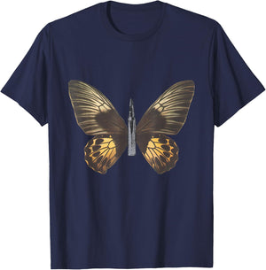 Bullet With Butterfly Wings T-Shirt - T-Shirt | Navy