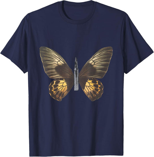 Bullet With Butterfly Wings T-Shirt - T-Shirt | Navy