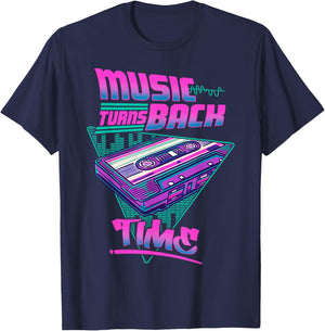 Cassette Tape with Music Wave Retro Synthwave Vaporwave T-Shirt - T-Shirt | Navy