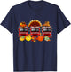 Thanksgiving Three Cute Fire Trucks As Turkey Autumn Driver T-Shirt - T-Shirt | Navy