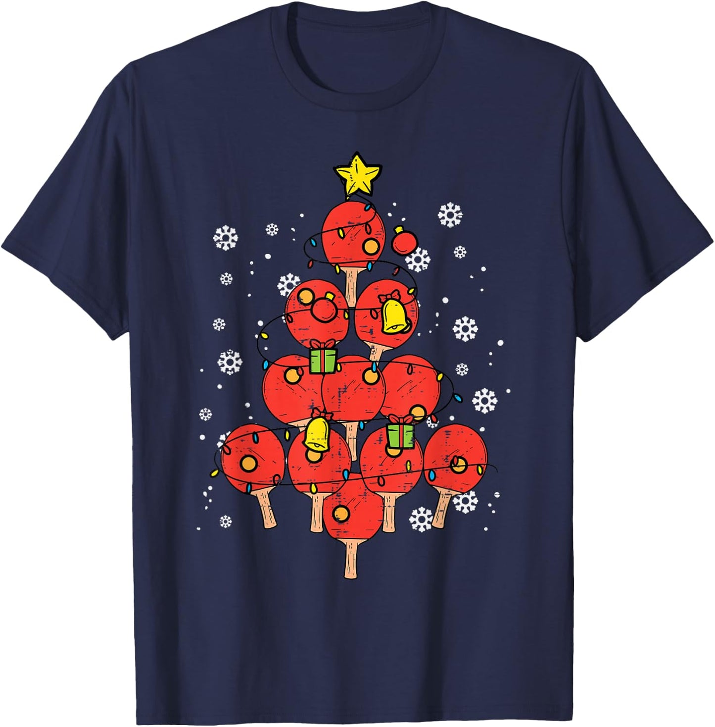 Ping Pong Christmas Tree Xmas Table Tennis Men Women Kids T-Shirt - T-Shirt | Navy