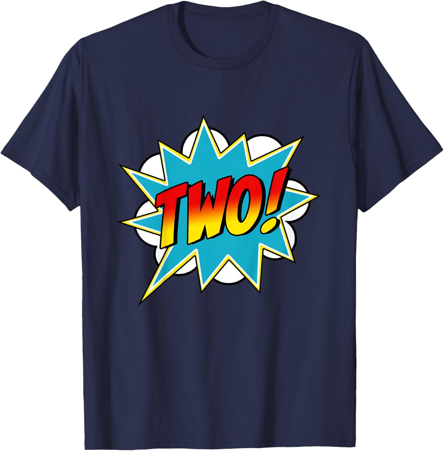 Two! 2nd Birthday Superhero Boys 2 Years Old Comic Book T-Shirt - T-Shirt | Navy