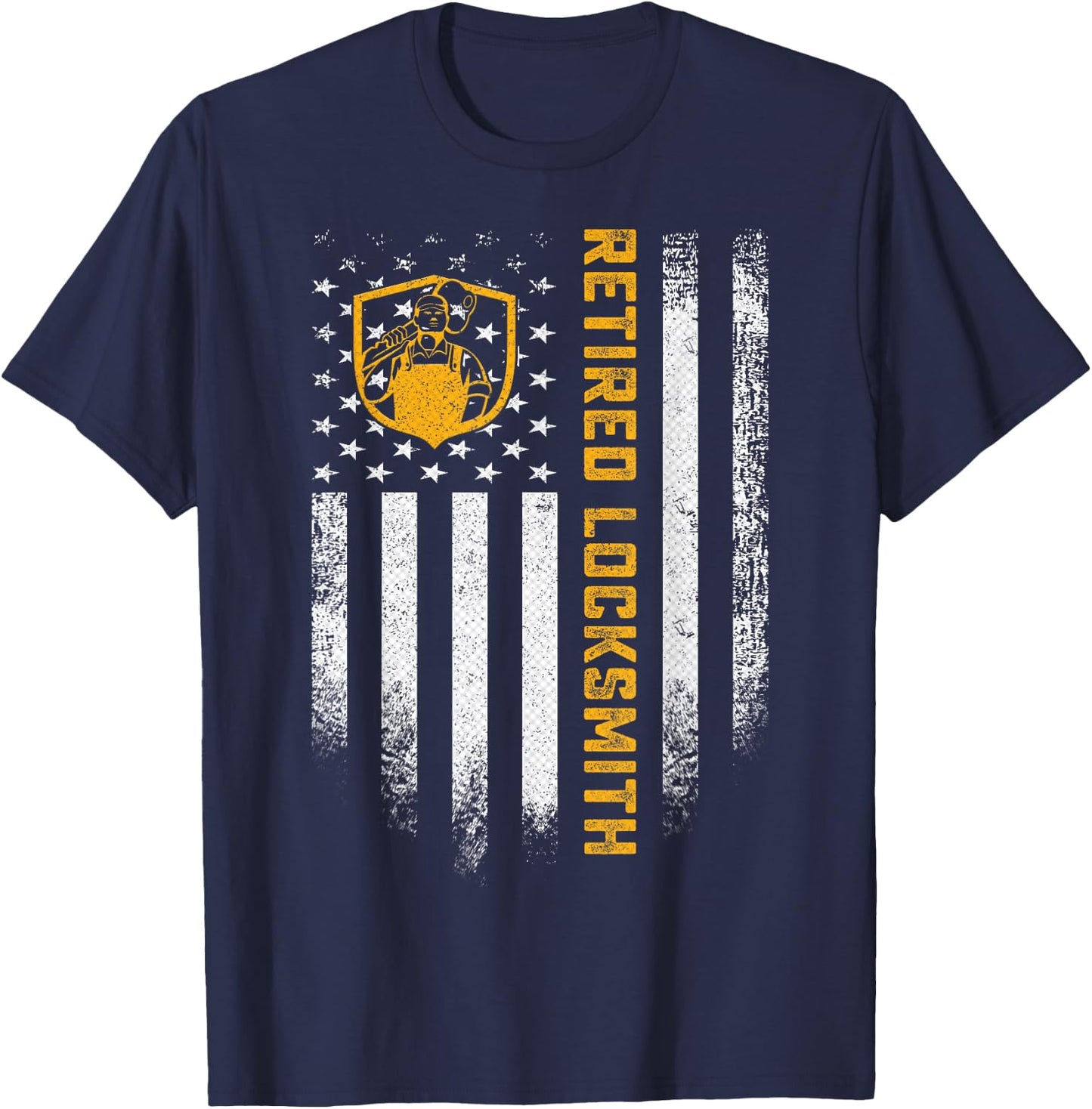 Vintage USA Flag Retired Locksmith Career Retirement Funny T-Shirt - T-Shirt | Navy