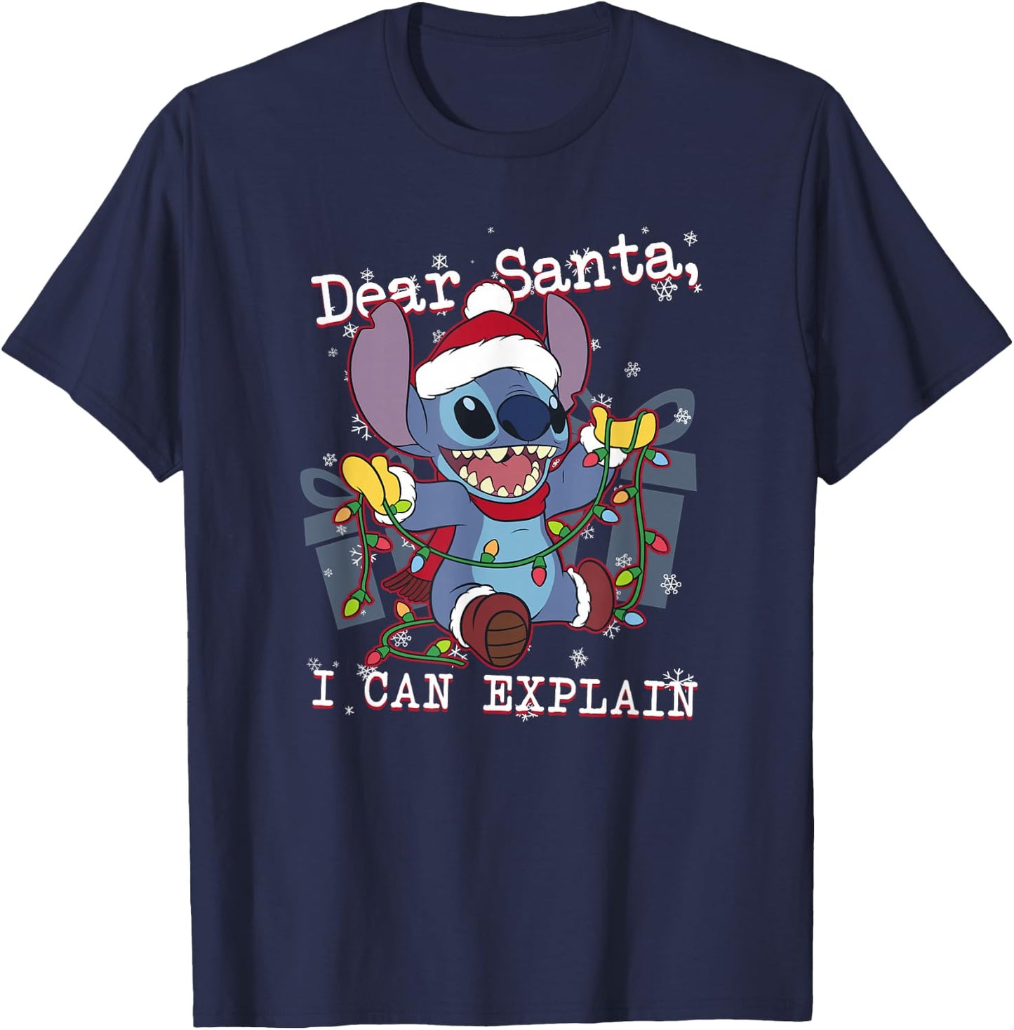 Disney Lilo & Stitch Christmas Dear Santa, I Can Explain Short Sleeve T-Shirt - T-Shirt | Navy
