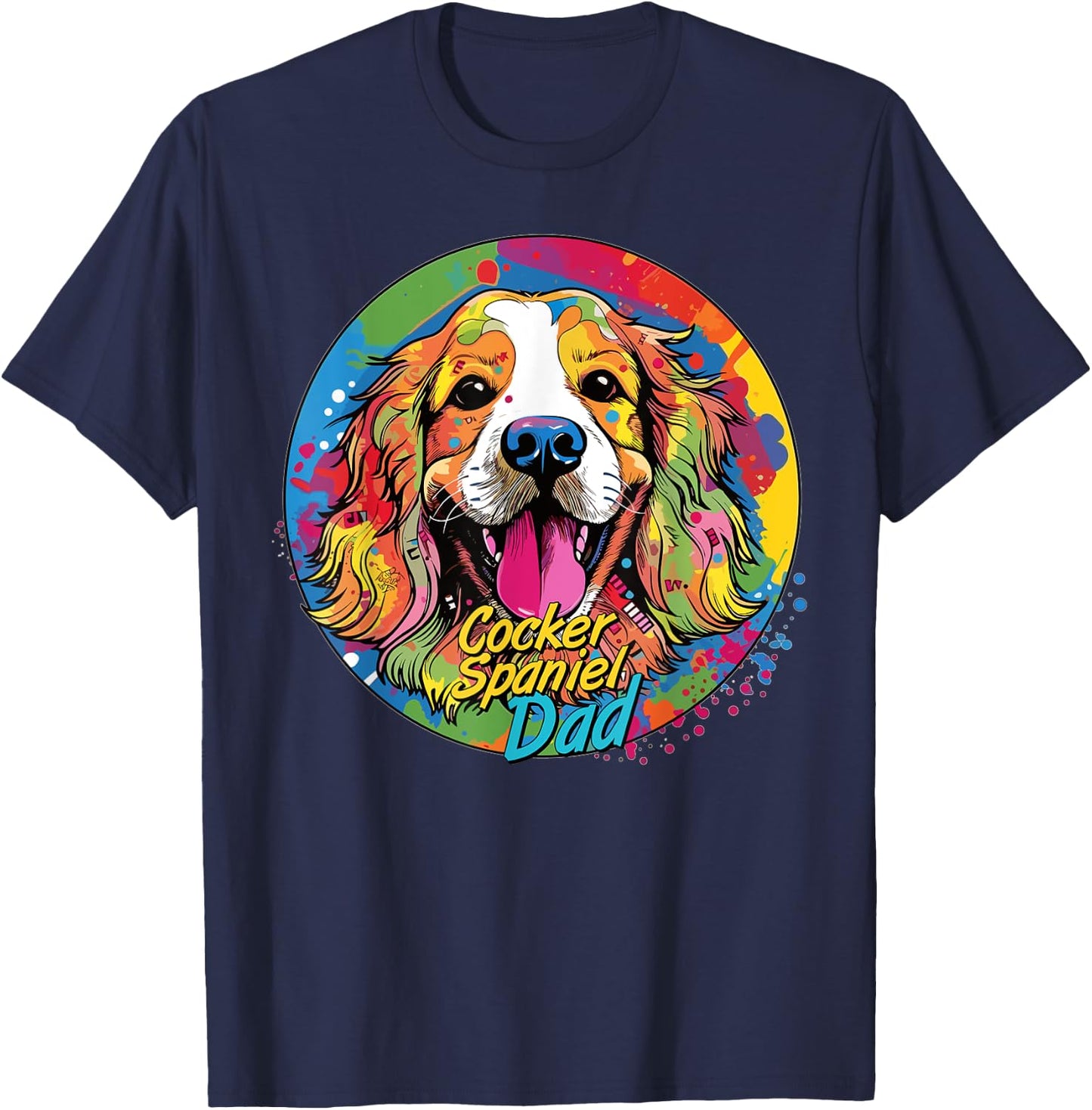 Graffiti Cocker Spaniel Dad Mural: Street Art Cocker Spaniel T-Shirt - T-Shirt | Navy