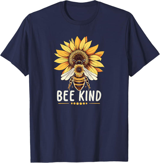 Bee Kind - Save The Bees - Honeybee Kindness T-Shirt - T-Shirt | Navy