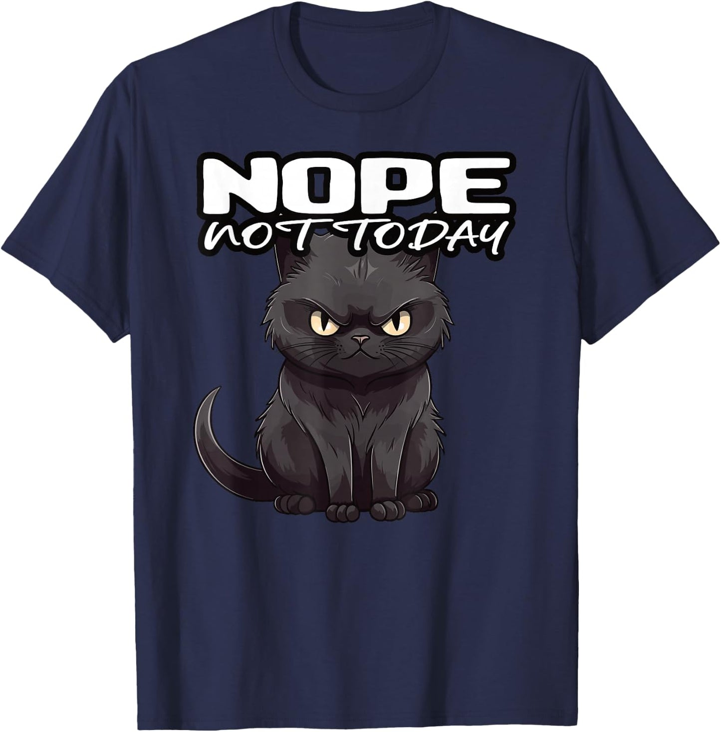 Retro Black Kitty I Retro Black Cat Nope Not Today T-Shirt - T-Shirt | Navy