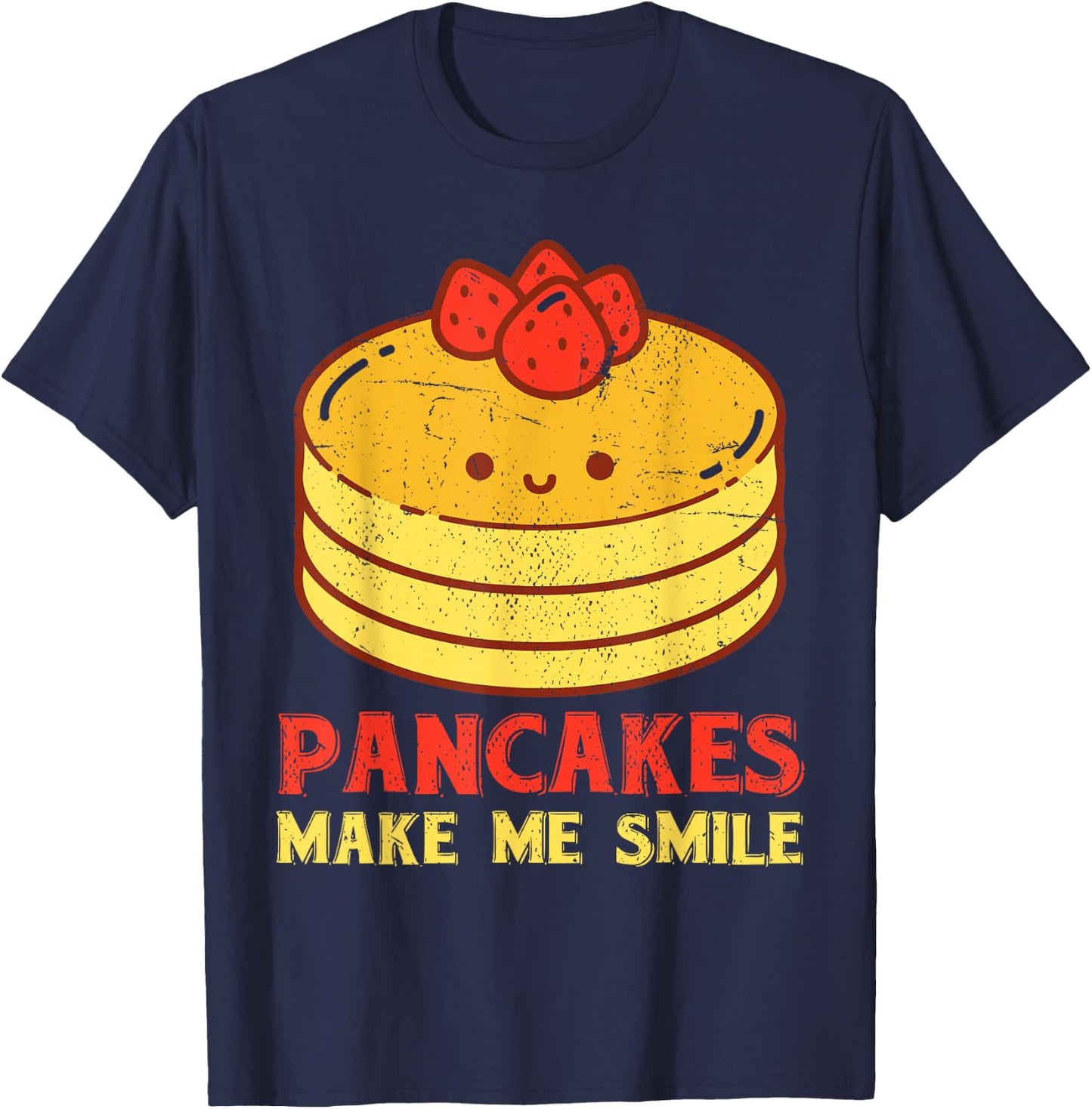 Cute Pancake Maker Breakfast Food Lover Kawaii Pancake T-Shirt - T-Shirt | Navy