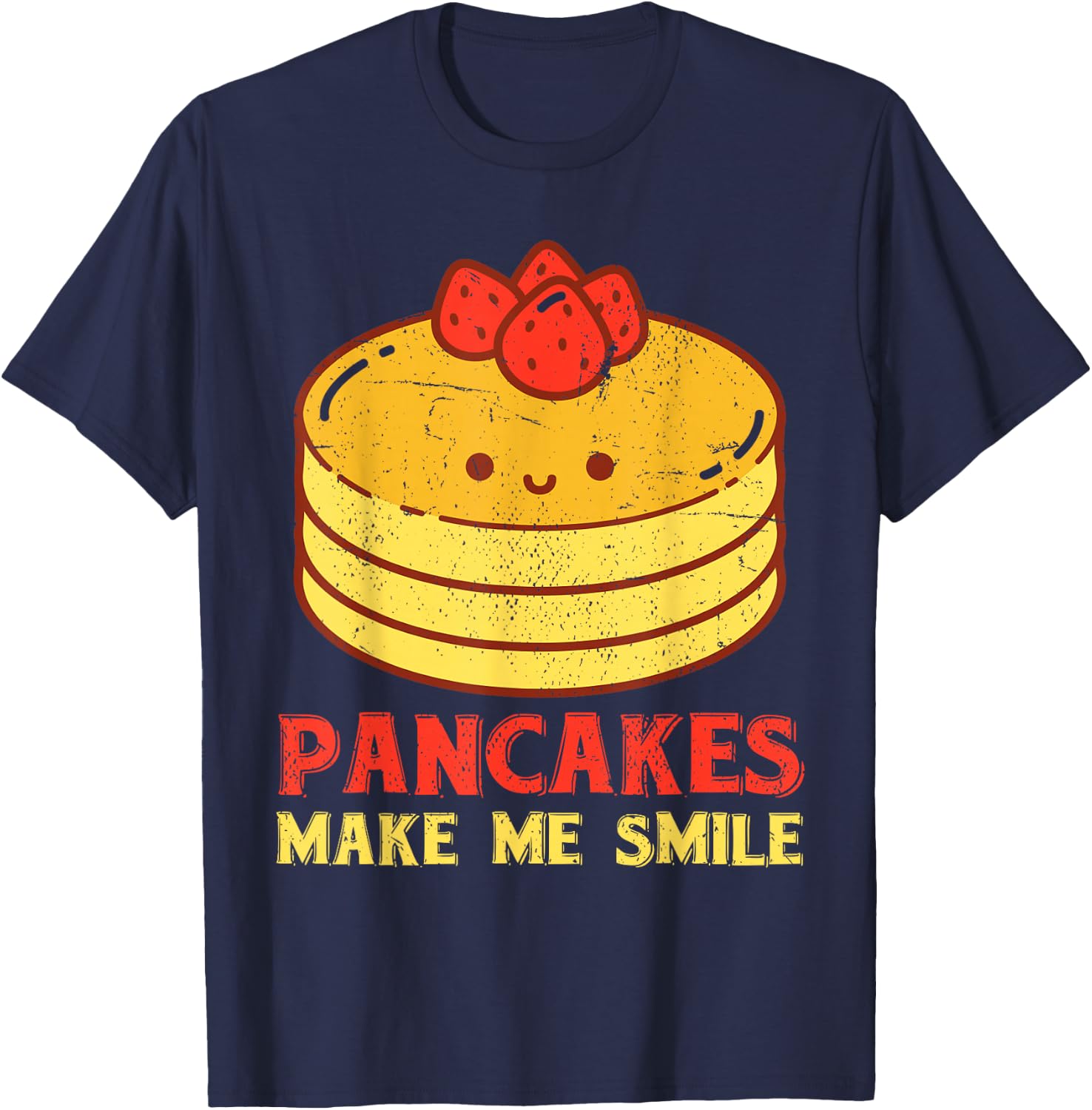 Cute Pancake Maker Breakfast Food Lover Kawaii Pancake T-Shirt - T-Shirt | Navy