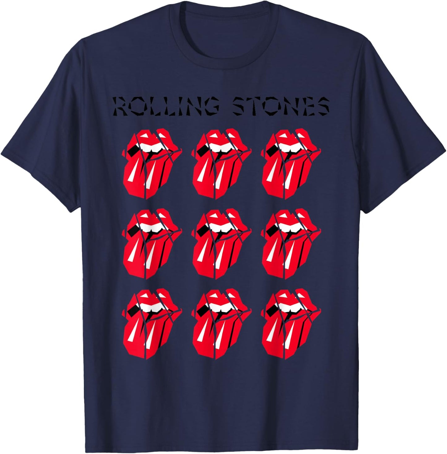 Official The Rolling Stones HD Multi Tongue T-Shirt - T-Shirt | Navy