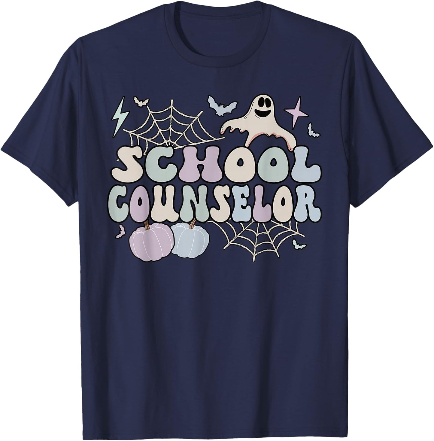 Spooky School Counselor Halloween School Counseling T-Shirt - T-Shirt | Navy