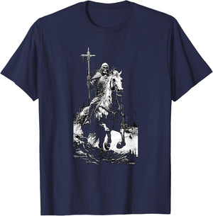 Death Rides A Pale Horse, Revelations, Skeleton Fantasy T-Shirt - T-Shirt | Navy