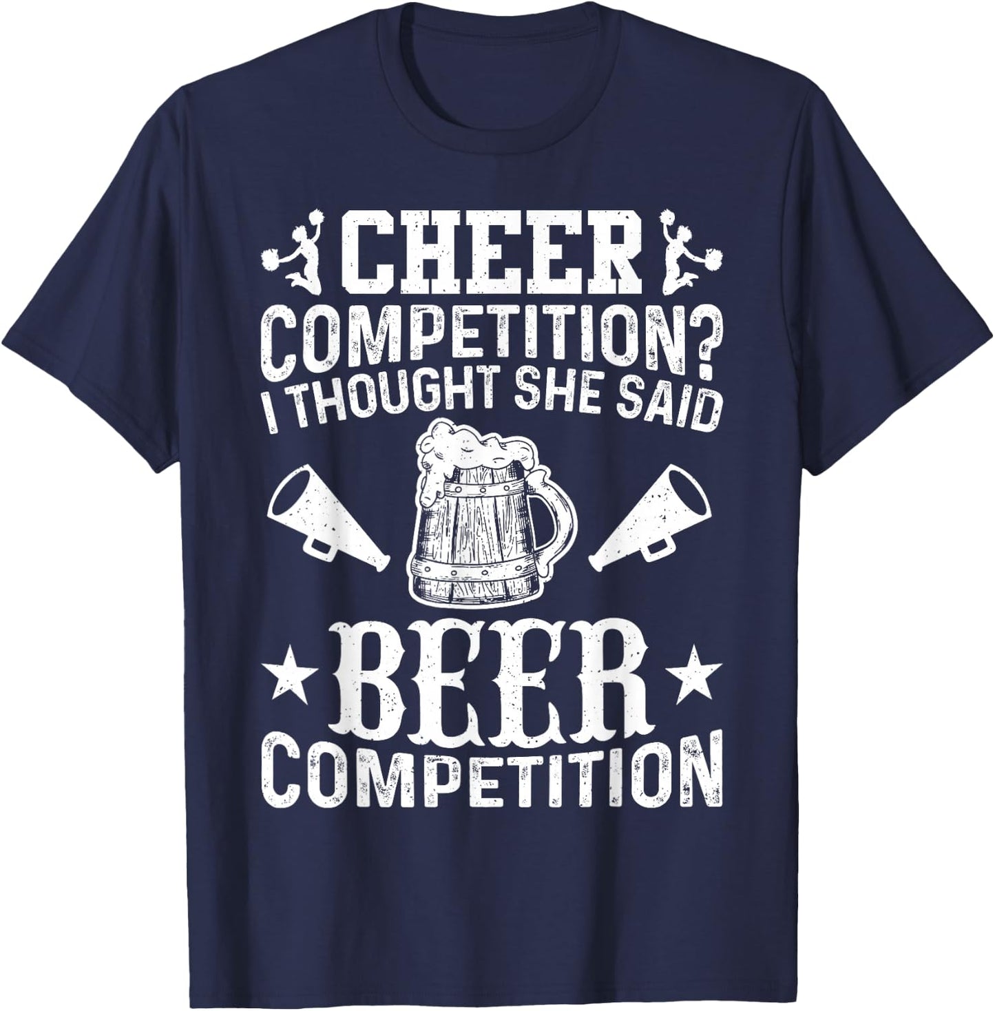 Cheer Dad Cheerleader Beer Competition Cheer Squad Papa T-Shirt - T-Shirt | Navy