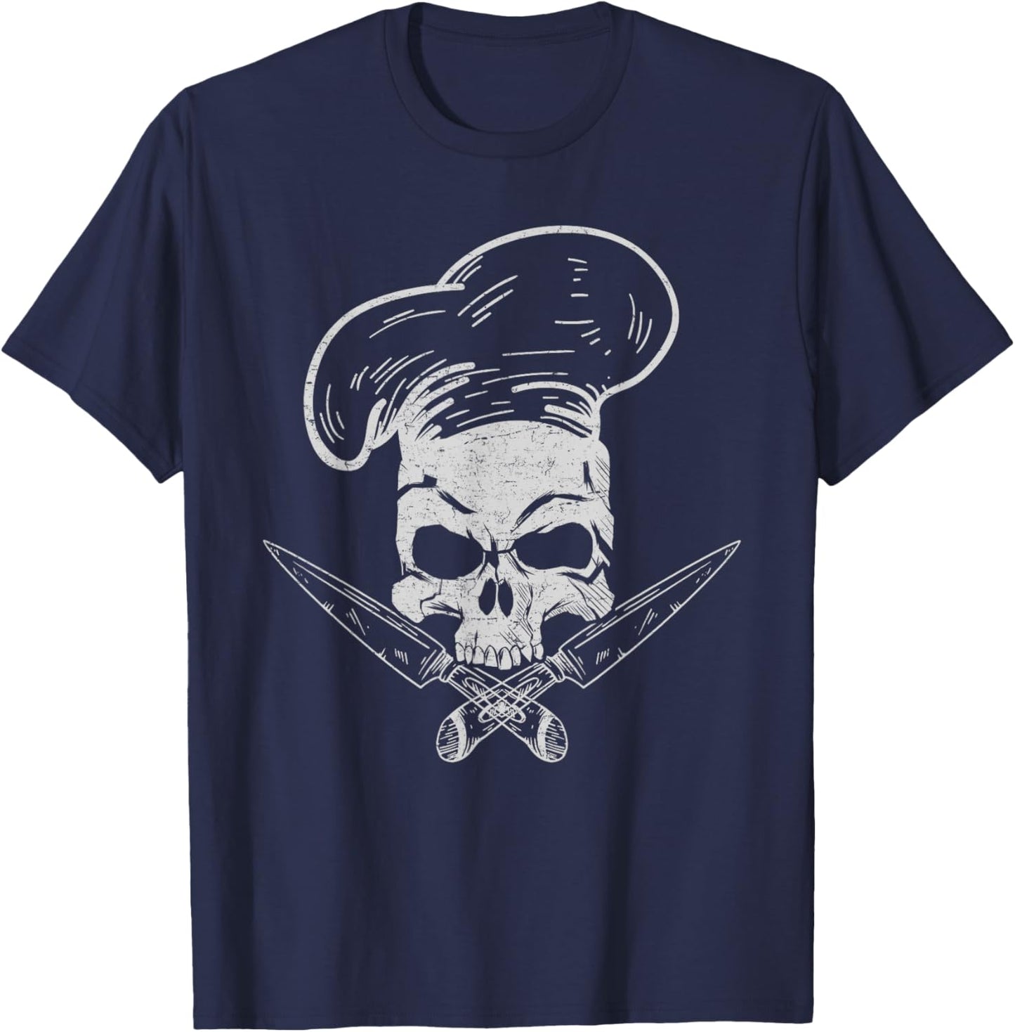 Chef Skull Head Chef Cooking Culinary Art Food Chef T-Shirt - T-Shirt | Navy