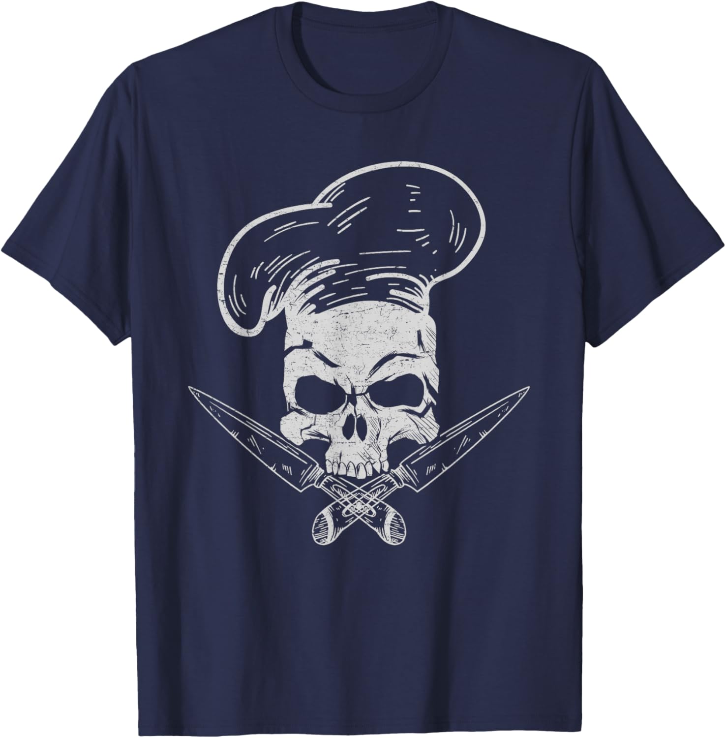 Chef Skull Head Chef Cooking Culinary Art Food Chef T-Shirt - T-Shirt | Navy