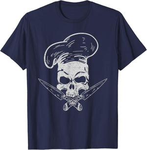 Chef Skull Head Chef Cooking Culinary Art Food Chef T-Shirt - T-Shirt | Navy