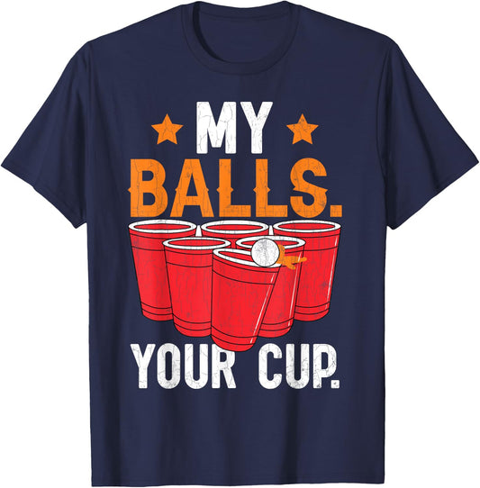 Adorable Beer Pong Funny Sports Lover Player Coach Graphic T-Shirt - T-Shirt | Navy