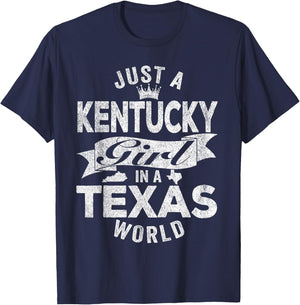 Just A Kentucky Girl In A Texas World T-Shirt - T-Shirt | Navy