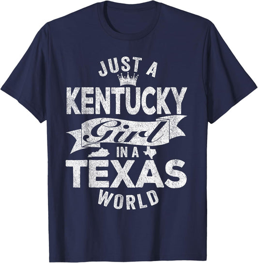 Just A Kentucky Girl In A Texas World T-Shirt - T-Shirt | Navy
