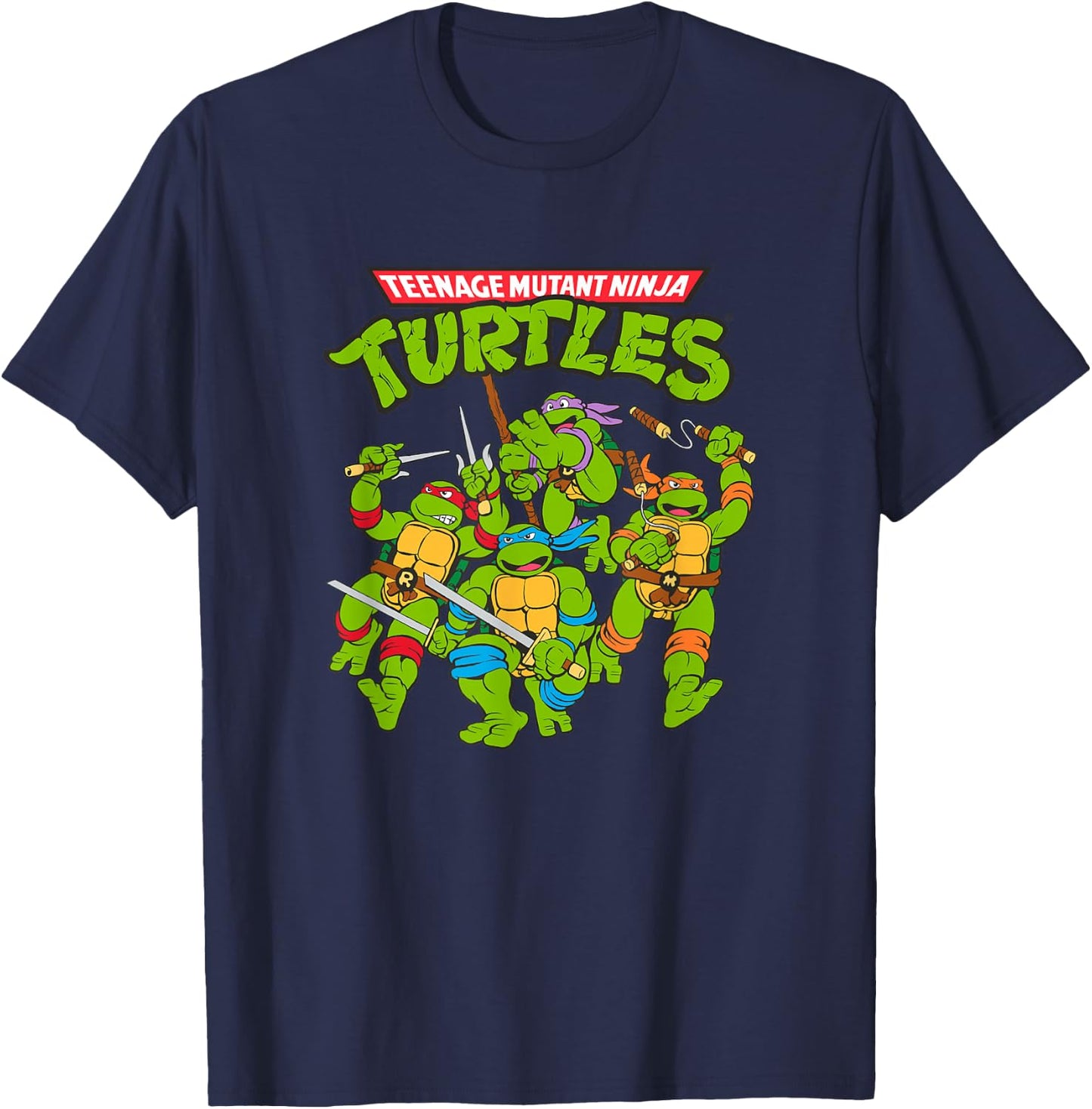 Teenage Mutant Ninja Turtles Classic Vintage Ninja Attack T-Shirt - T-Shirt | Navy