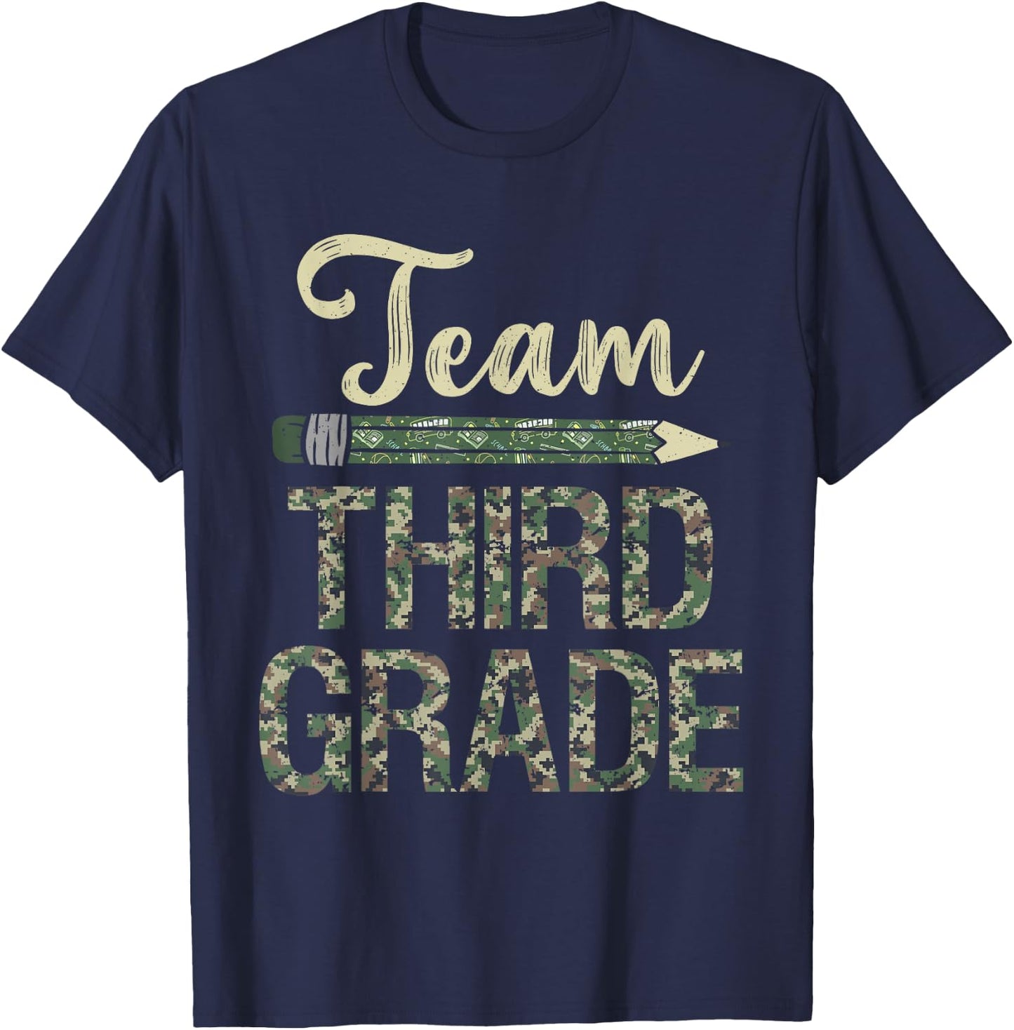 Team Third Grade Camo 3rd Grade Teacher Camouflage Men Women Kids T-Shirt - T-Shirt | Navy