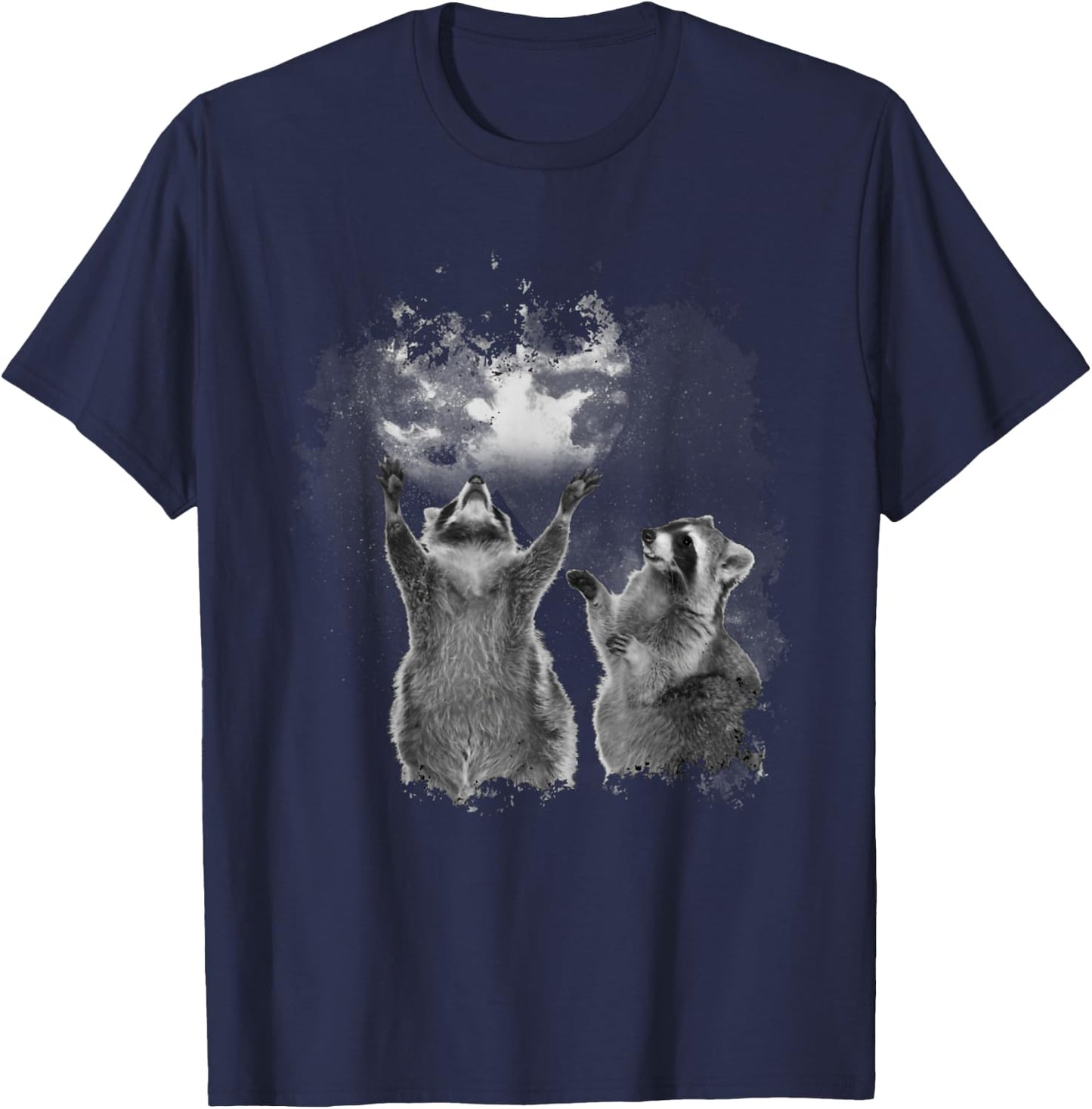 Raccoons Howling at the Moon Funny Raccoon Team Trash T-Shirt - T-Shirt | Navy