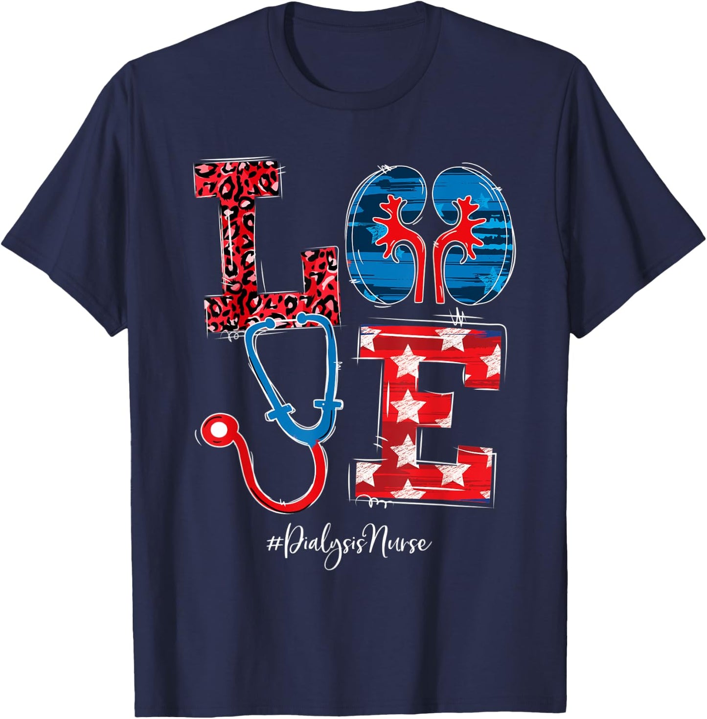 Love Dialysis Nurse Happy 4th Of July Independence Day Men T-Shirt - T-Shirt | Navy
