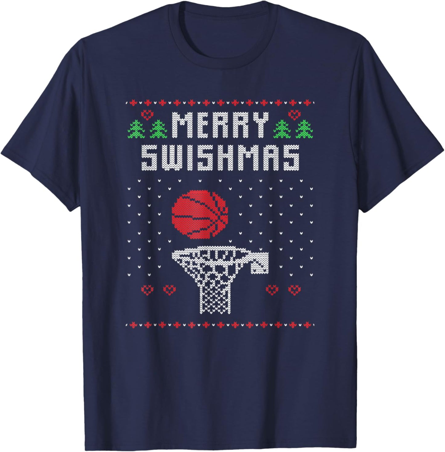 Merry Swishmas Ugly Christmas Sweater XMas T-Shirt - T-Shirt | Navy