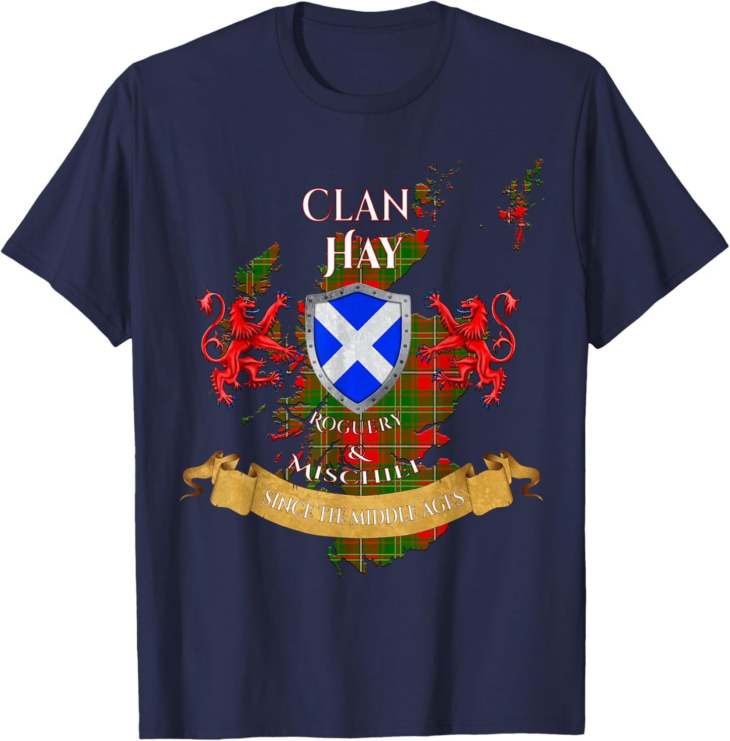 Hay Scottish Family Clan Middle Ages Mischief T-Shirt - T-Shirt | Navy
