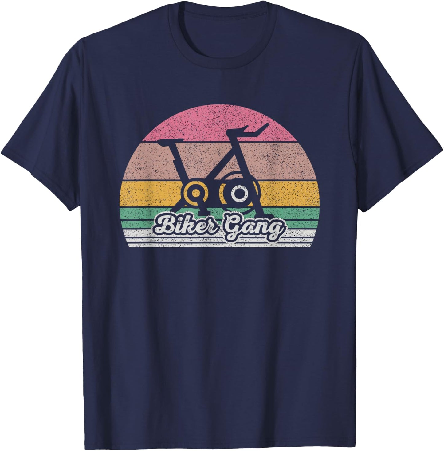 Retro Biker Gang Funny Spin Saying Gym Workout Spinning Gift T-Shirt - T-Shirt | Navy