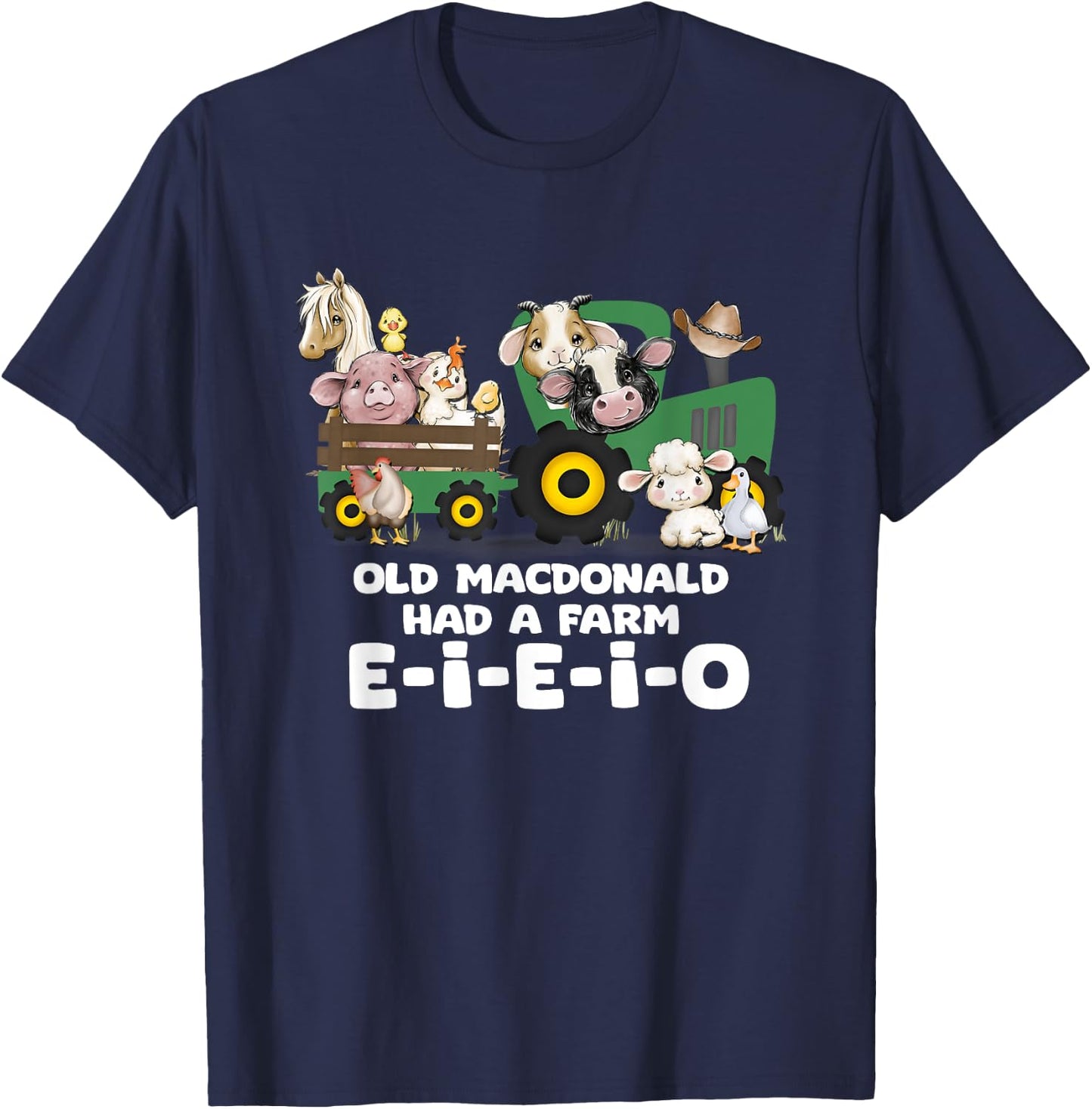 Toddler Kids Old MacDonald Had a Farm E-I-E-I-O Nursery Song T-Shirt - T-Shirt | Navy