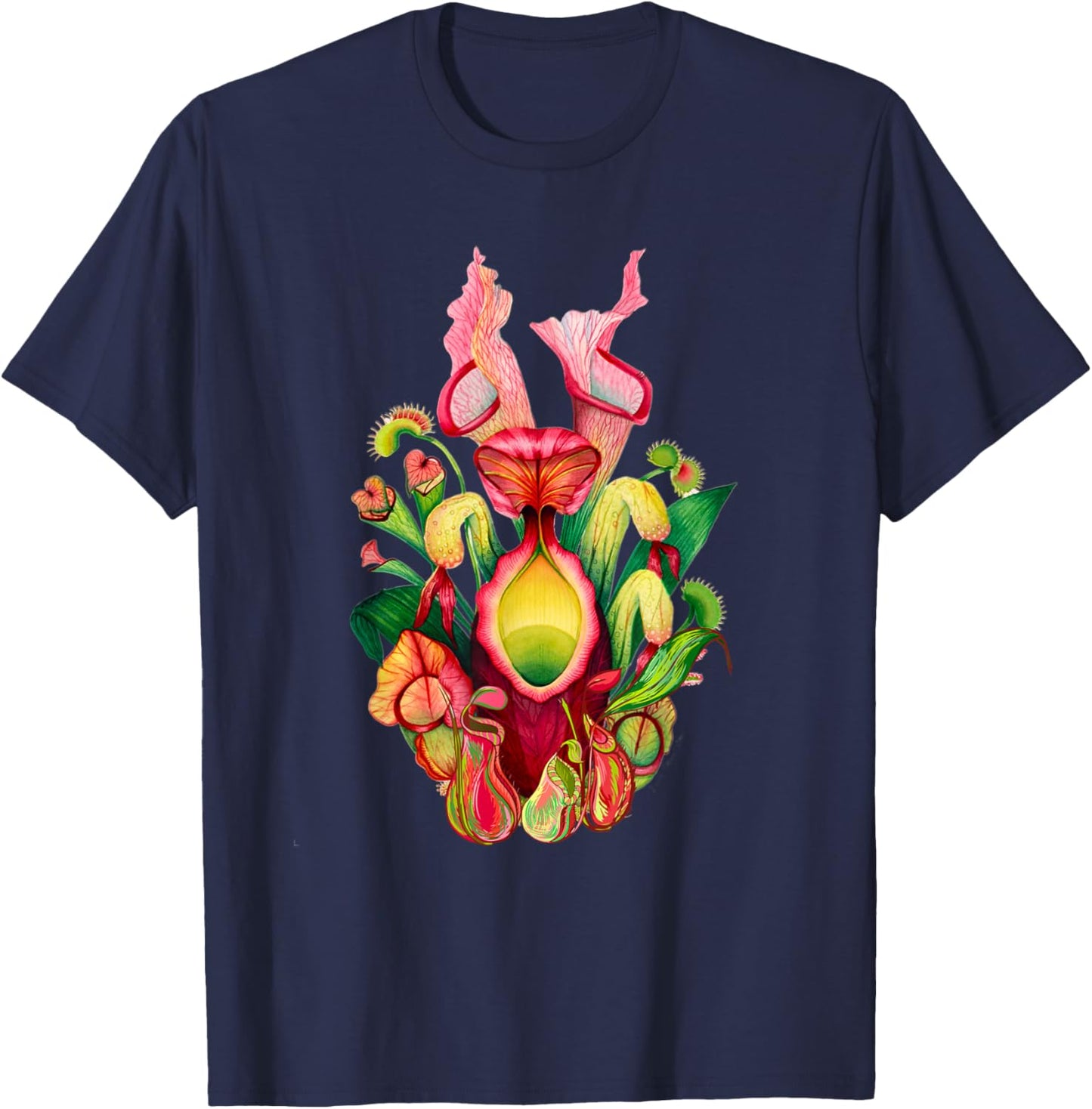 Pitcher Plant Nature Art Carnivorous Plants Sarracenia T-Shirt - T-Shirt | Navy
