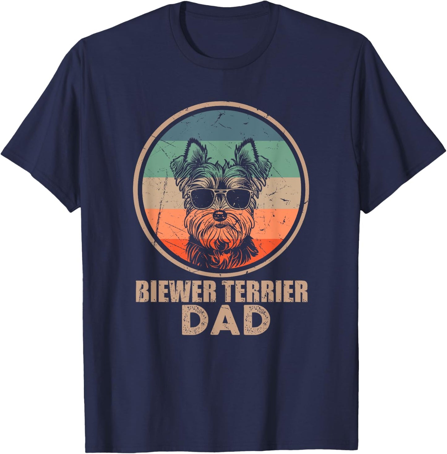 Vintage Biewer Terrier Dog Dad Gifts Dog Lover Xmas T-Shirt - T-Shirt | Navy