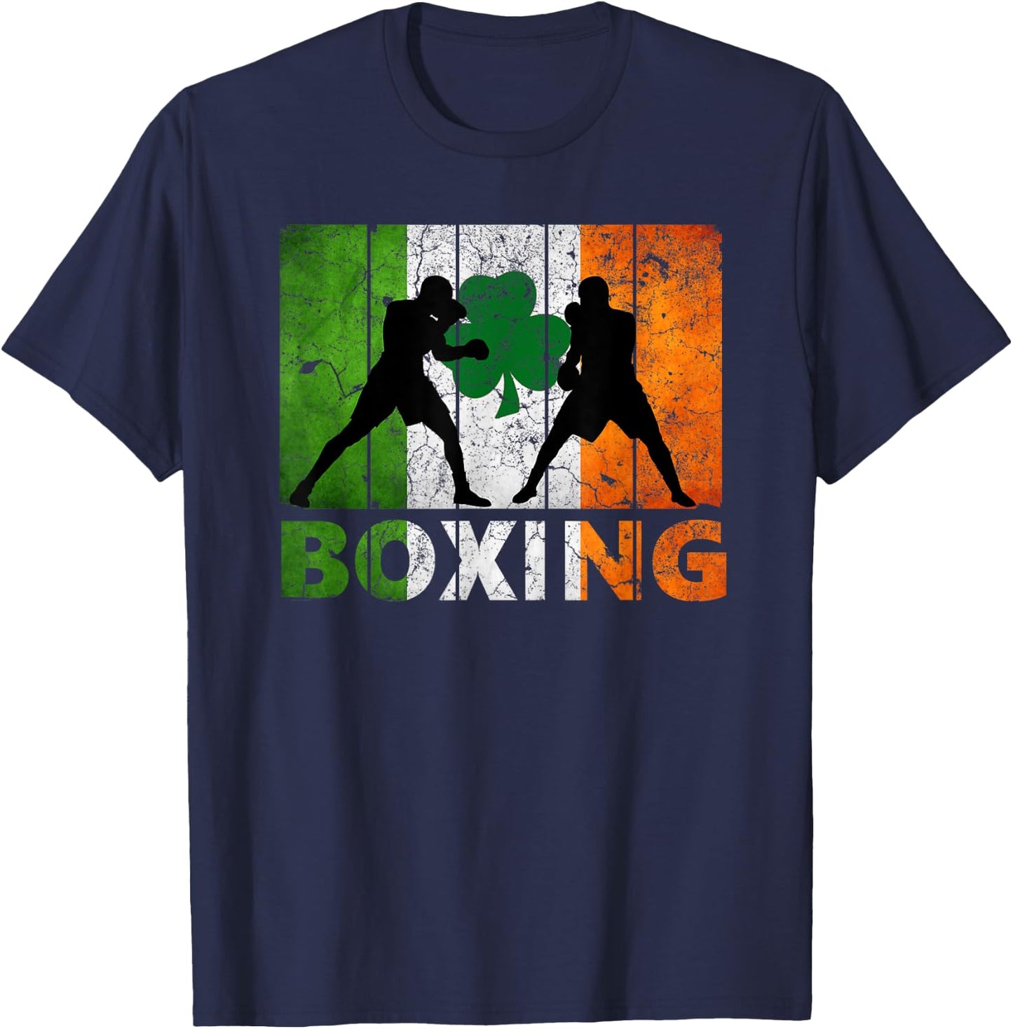 Vintage Irish boxing Ireland Flag Shamrock St Patrick's Day T-Shirt - T-Shirt | Navy