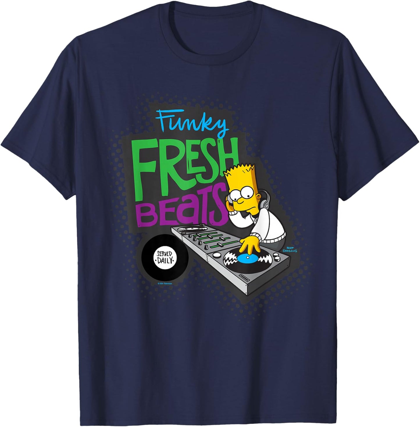 The Simpsons Bart Simpson Funky Fresh Beats Served Daily T-Shirt - T-Shirt | Navy