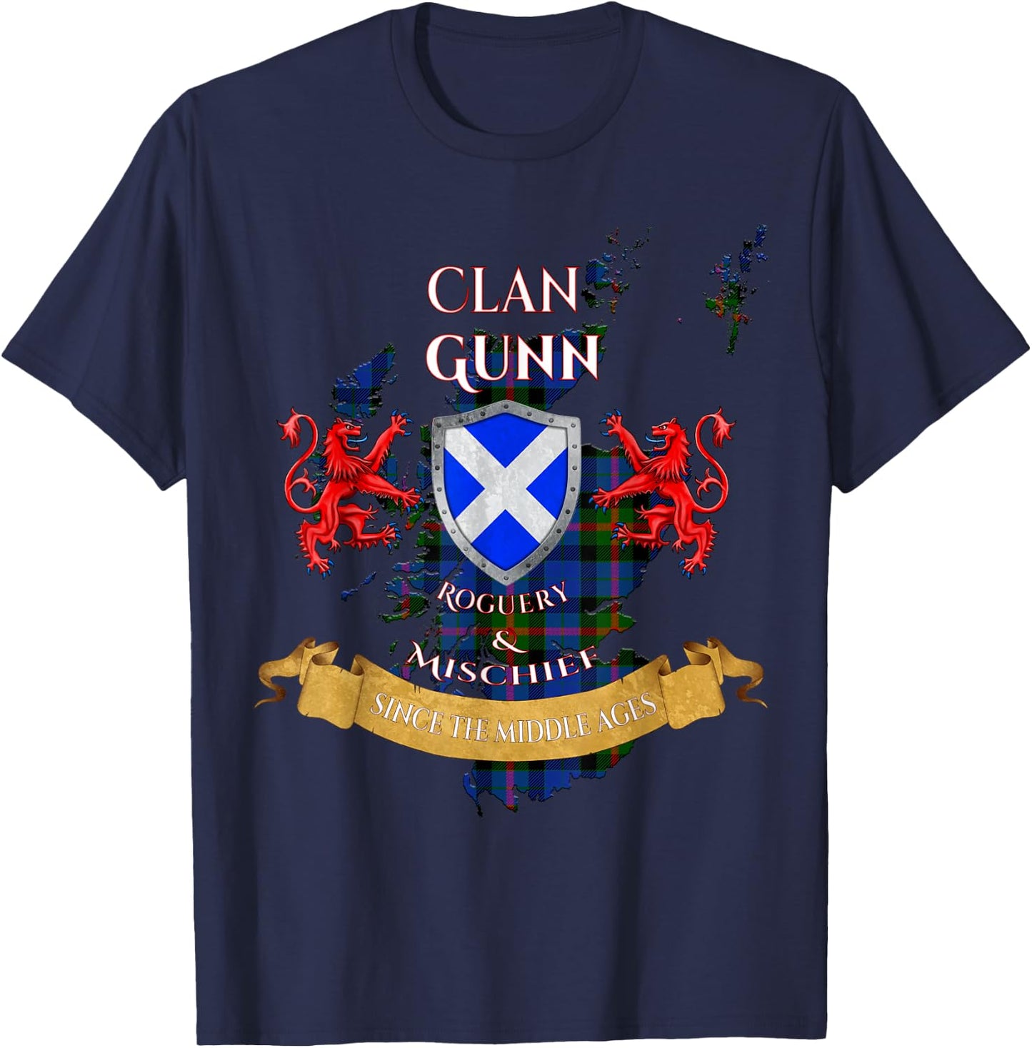 Gunn Scottish Family Clan Middle Ages Mischief T-Shirt - T-Shirt | Navy