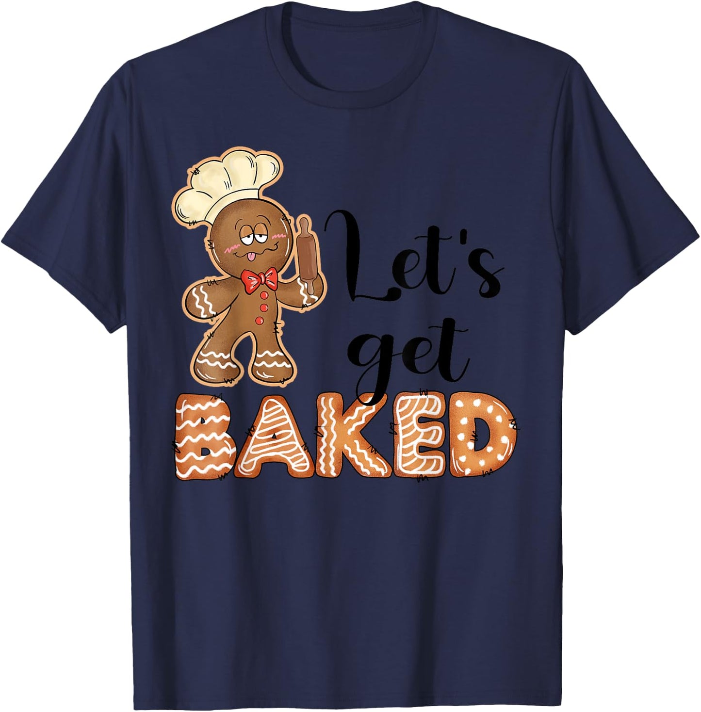 Funny Christmas Gingerbread Chef Baking Team Xmas -Adults Grey T-Shirt - T-Shirt | Navy