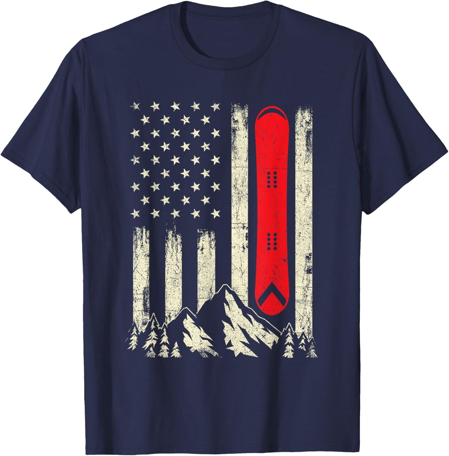 Snowboarding Lover - USA Flag Snowboarder Wintersports Lover T-Shirt - T-Shirt | Navy