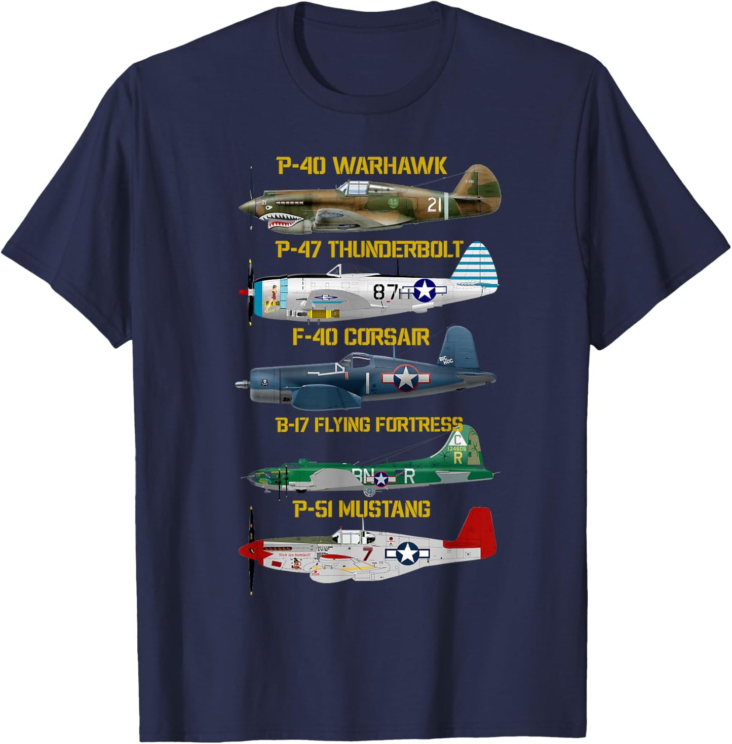 WW2 Planes Warbirds Warplanes T-Shirt - T-Shirt | Navy