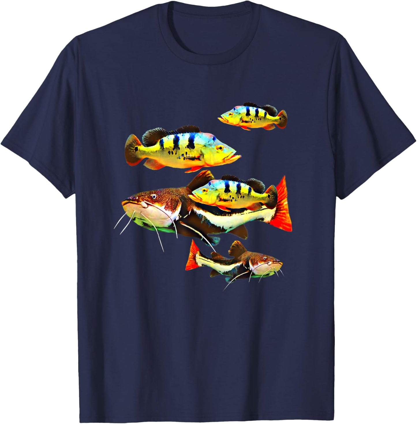 Peacock Bass Redtail Catfish Monster Aquarium Fish Tank T-Shirt - T-Shirt | Navy