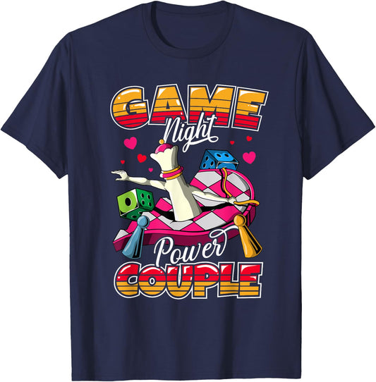 Couples Game Night Matching Outfit | Game Night Power Couple T-Shirt - T-Shirt | Navy
