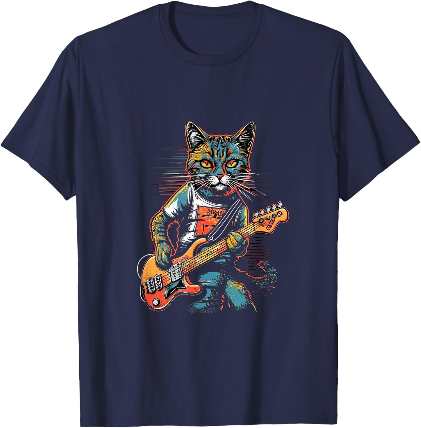 Cat Playing Bass Guitar Bassist Bass Guitarist Cats Lover Women T-Shirt - T-Shirt | Navy