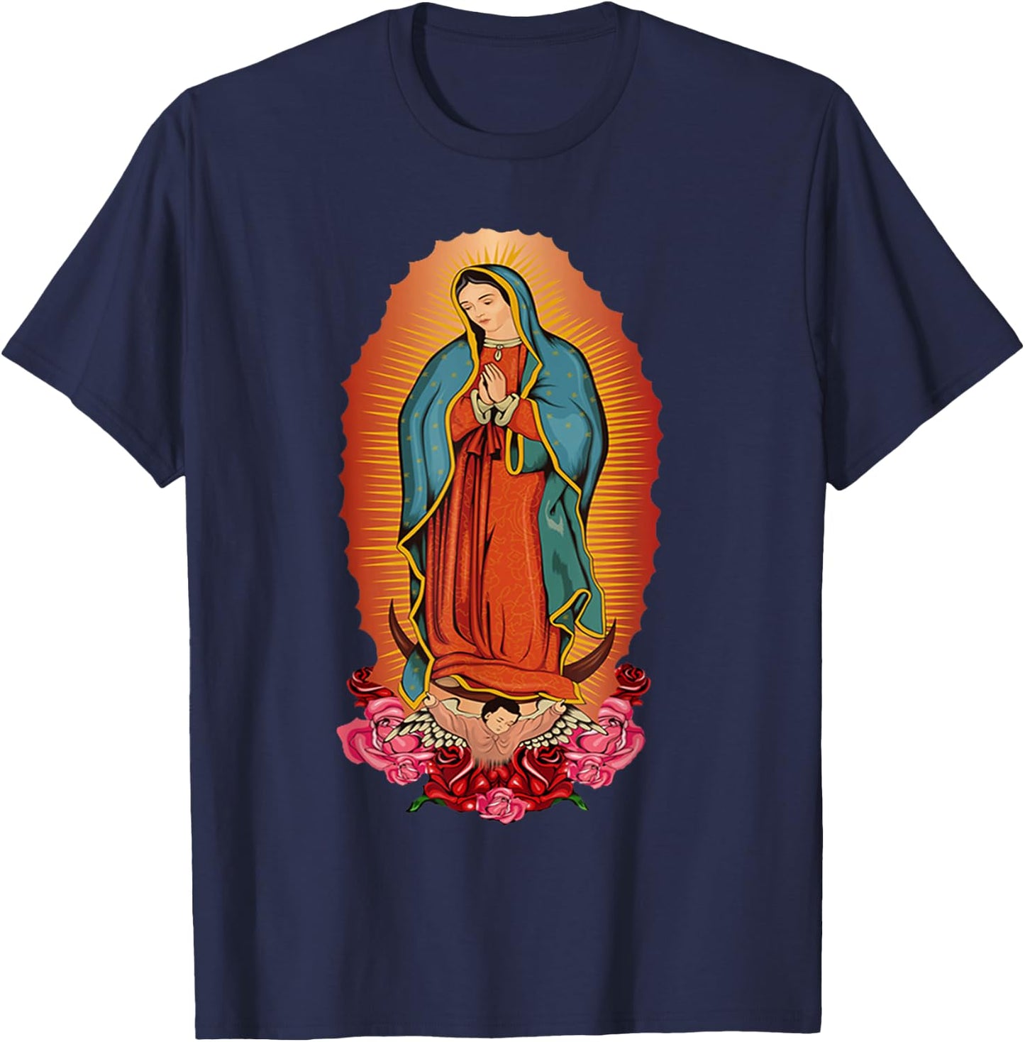 Virgen de Guadalupe Our Lady of Guadalupe Catholic Mary T-Shirt - T-Shirt | Navy