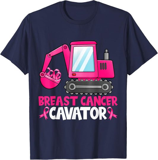 Breastcancerscavator Breast Cancer Awareness Kids Excavator T-Shirt - T-Shirt | Navy