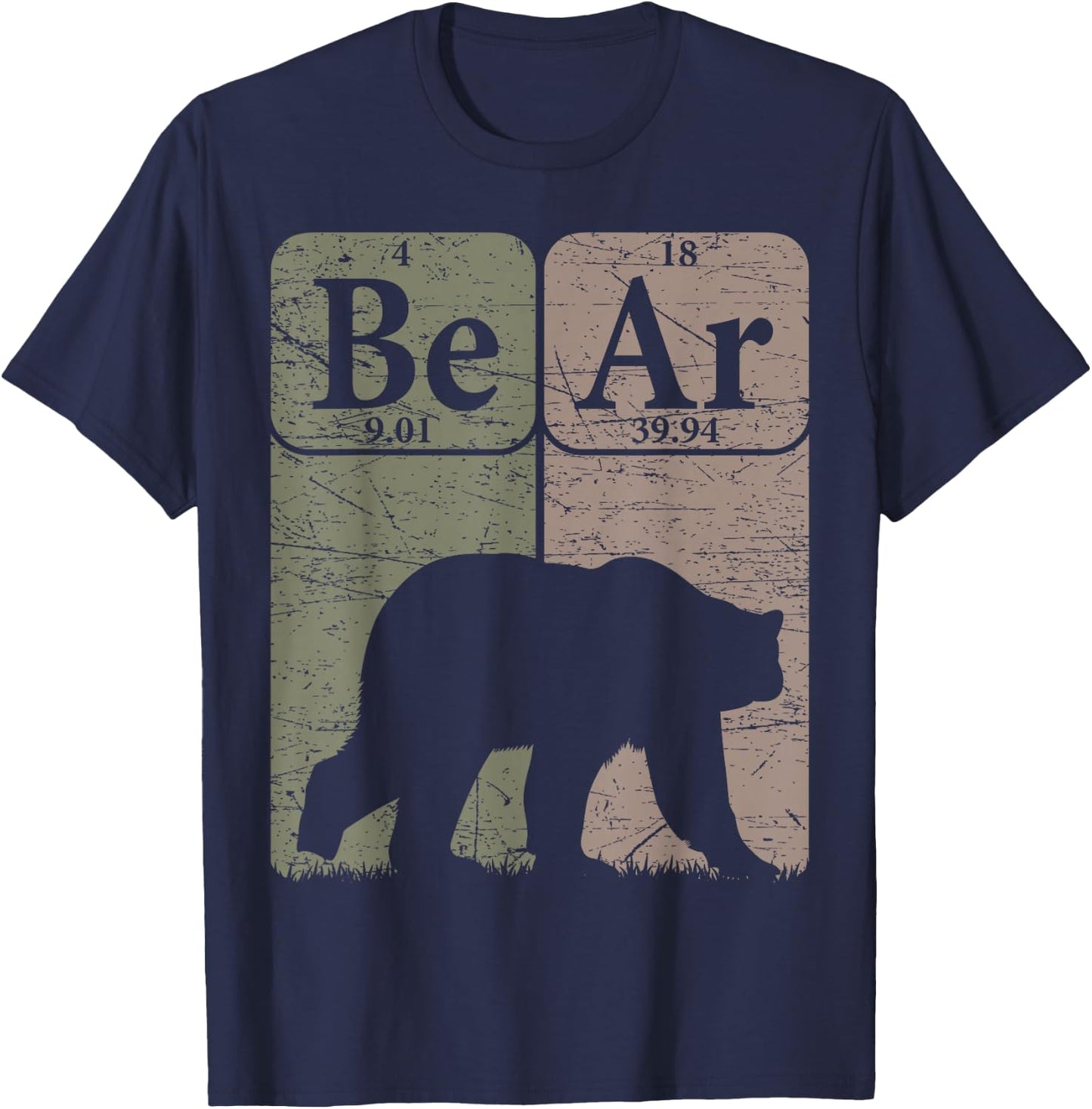 Bear Periodic Table Elements Grizzly Bear Vintage Arctophile T-Shirt - T-Shirt | Navy