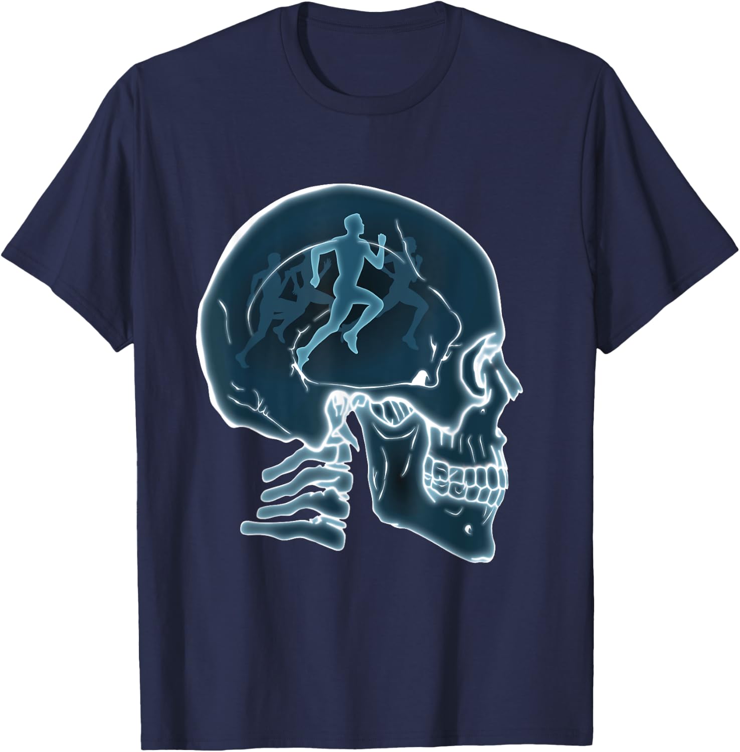 Skull Funny Running Runner Race Sports Lovers Men Women T-Shirt - T-Shirt | Navy