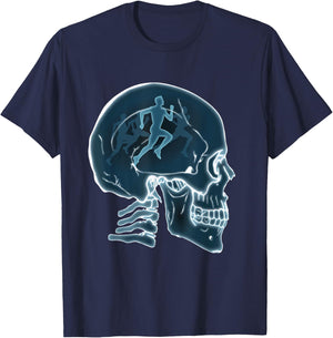Skull Funny Running Runner Race Sports Lovers Men Women T-Shirt - T-Shirt | Navy